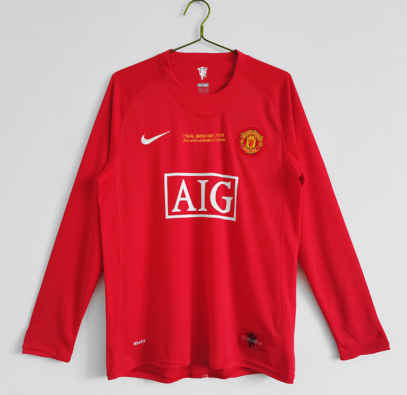 2007-08 Manchester United Home Football Jersey Long Sleeve 1:1 Copy AIDK Sport