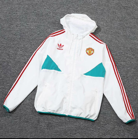 2024-2025 Manchester United Jersey Hooded Track Jacket (White)