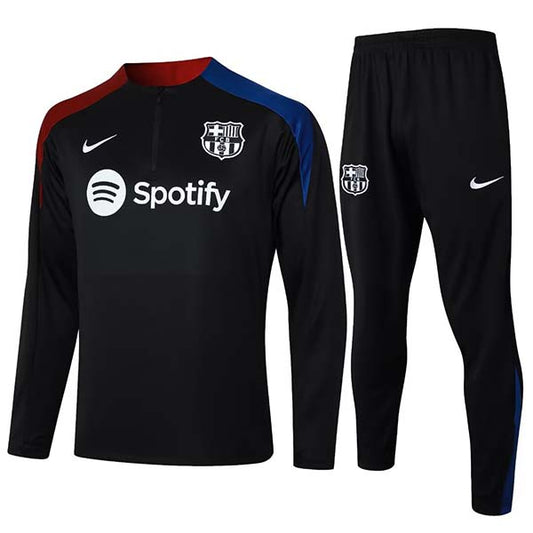 2024/2025 FC Barcelona Half-Pull Training Suit Black Set (S~2XL)