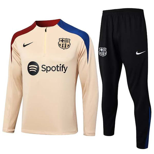 2024/2025 FC Barcelona Half-Pull Training Suit Khaki Set (S~2XL)