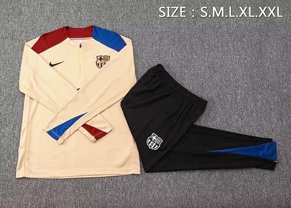 2024/2025 FC Barcelona Half-Pull Training Suit Khaki Set (S~2XL)