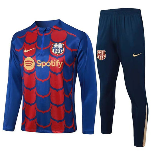 2024/2025 FC Barcelona Half-Pull Training Suit Red/Blue Set (S~2XL)