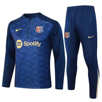 2024/2025 FC Barcelona Half-Pull Training Suit Royal Blue Set (S~2XL)