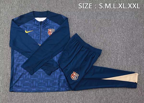 2024/2025 FC Barcelona Half-Pull Training Suit Royal Blue Set (S~2XL)