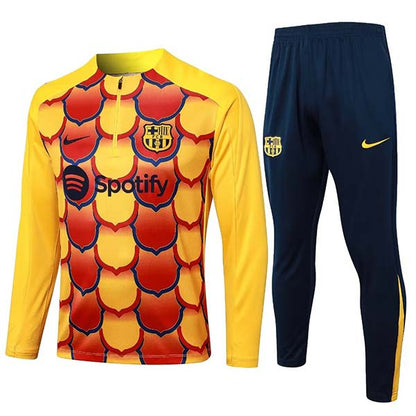 2024/2025 FC Barcelona Half-Pull Training Suit Yellow Set (S~2XL)