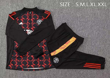 2024/2025 Manchester United Half-Pull Training Suit Black Set (S~2XL)