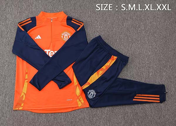 2024/2025 Manchester United Half-Pull Training Suit Orange Set (S~2XL)