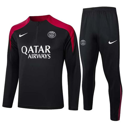 2024/2025 Psg Paris Saint-Germain Half-Pull Training Suit Black Set (S~2XL)