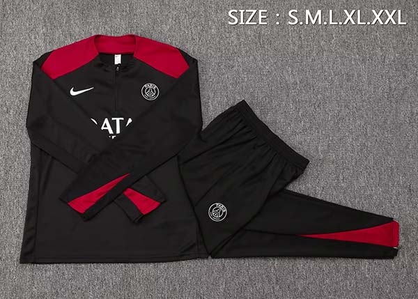 2024/2025 Psg Paris Saint-Germain Half-Pull Training Suit Black Set (S~2XL)