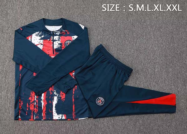 2024/2025 Psg Paris Saint-Germain Half-Pull Training Suit Royal Blue Set (S~2XL)