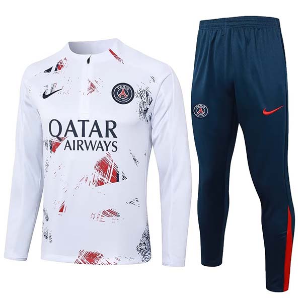 2024/2025 Psg Paris Saint-Germain Half-Pull Training Suit White Set (S~2XL)