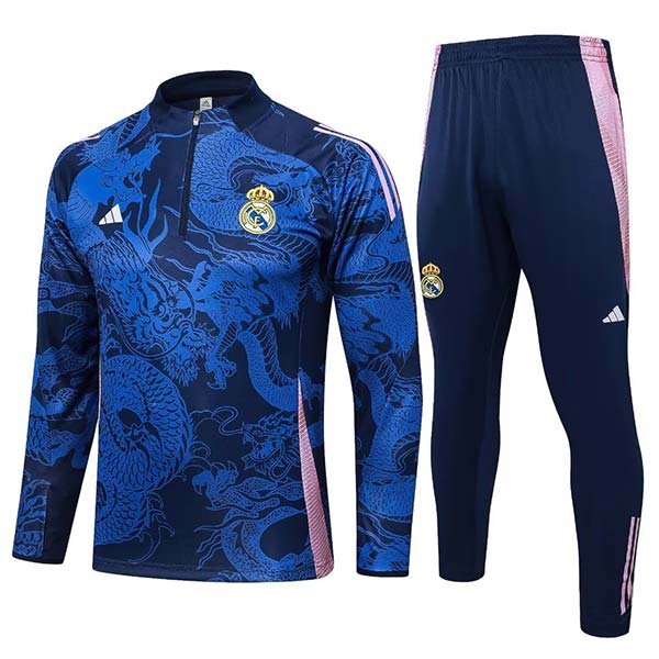 2024/2025 Rmcf Real Madrid Half-Pull Training Suit Royal Blue Set - Loong (S~2XL)