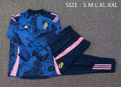 2024/2025 Rmcf Real Madrid Half-Pull Training Suit Royal Blue Set - Loong (S~2XL)