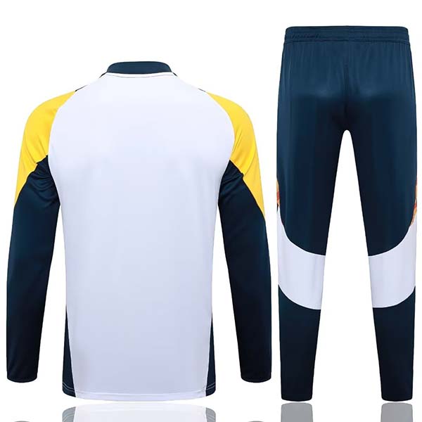 2024/2025 Rmcf Real Madrid Half-Pull Training Suit White/Yellow Set (S~2XL)